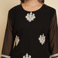 HERE&NOW Black & White Ethnic Motifs Chikankari Embroidered Georgette Kurta | Swadesiicart