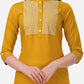 HERE&NOW Yoke Design Mandarin Collar Thread Work Cotton Kurta - Swadesiicart