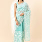 Blue Organza Paisely Embroidered Saree with Unstitched Blouse Piece - Roozal