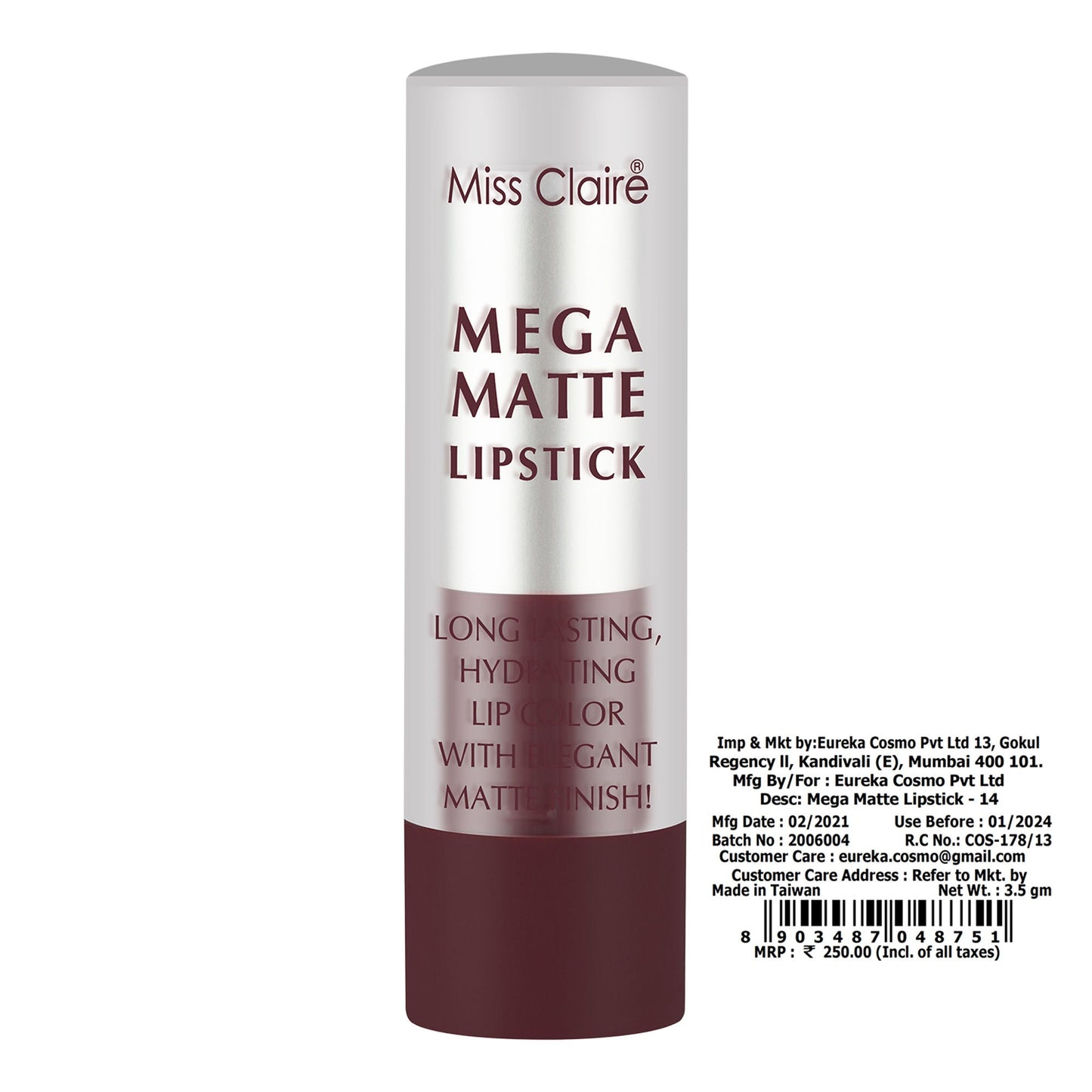 Miss Claire Mega Matte Lipstick - 14 | Swadesiicart