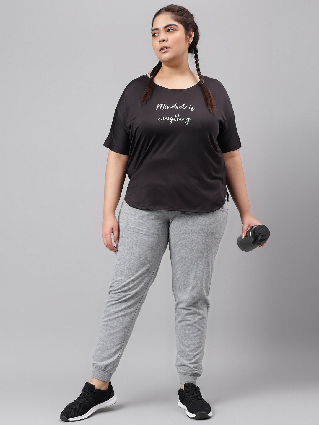 MKH Plus Size Typography Printed Dri-FIT Relaxed Fit Drop-Shoulder Sleeves Gym T-shirt - Swadesiicart