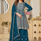 Chinnon Peacock Blue Embroidered Palazzo Salwar Suit - Emponline | Swadesiicart