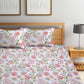 KLOTTHE Floral 300 TC Fitted Super King Bedsheet with 2 Pillow Covers - Swadesiicart