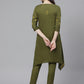 ADA Women Green & Yellow Chikankari Embroidered Sustainable Handloom Kurta with Trousers | Swadesiicart
