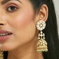 Nuyug 22K Gold-Plated Kundan Stone Studded & Pearl Beaded Dome Shaped Jhumkas | Swadesiicart