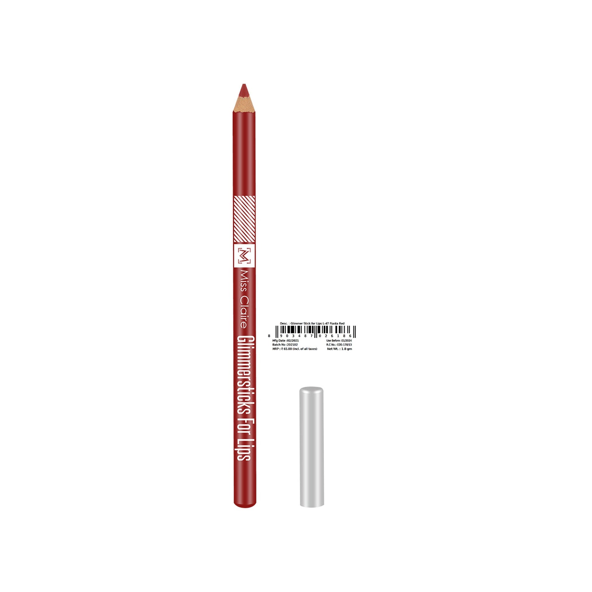 Miss Claire Glimmersticks For Lips - Fiasta Red L-47 | Swadesiicart