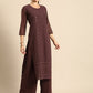 All About You Women Brown Ethnic Motifs Embroidered Regular Chikankari Kurta with Palazzos | Swadesiicart
