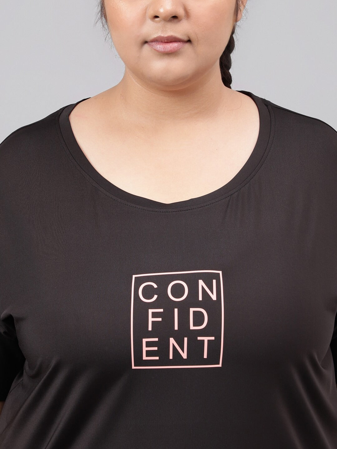 MKH Plus Size Typography Printed Relaxed Fit Dri-FIT Sports T-shirt - Swadesiicart