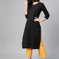 HERE&NOW Women Black Solid Straight Kurta - Swadesiicart