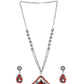 Cardinal Women Oxidised Silver-Plated Red Stone Studded & Beaded Jewellery Set - Swadesiicart