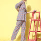 InWeave Women's Blue Pink Ogee Print Belted Coord Set - Swadesiicart