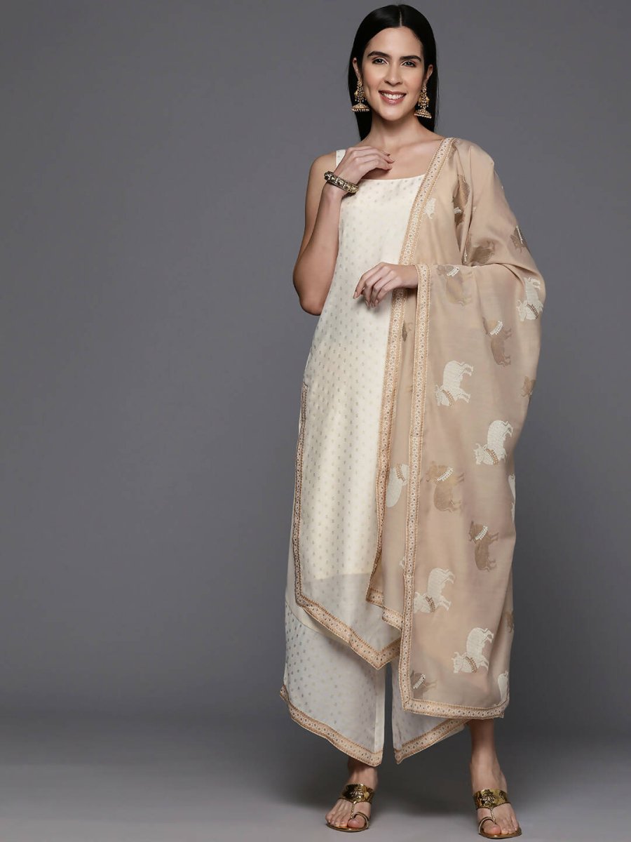 Ahalyaa Womens Kurta Set - Off-white | Swadesiicart