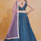 Teal Blue Zari Weaving Work Georgette Banarasi Lehenga Choli - Jihu Culture | Swadesiicart
