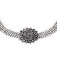 Cardinal Silver-Toned Black Oxidized Choker Necklace Set - Swadesiicart