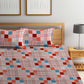 BOMBAY DYEING Marigold Pink Geometric Cotton 104 TC King Bedsheet & 2 Pillow Covers - Swadesiicart