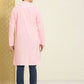 House of Pataudi Men Chikankari Yoke Design Pastels Pure Cotton Rozana Kurta | Swadesiicart