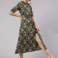 Aks Floral Printed Cotton A-Line Kurta