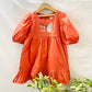 ArthLife Orange Butterfly Embroidered Dress