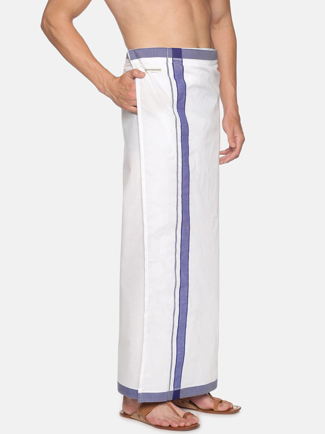 Sethukrishna Men White Solid Cotton Dhoti | Swadesiicart