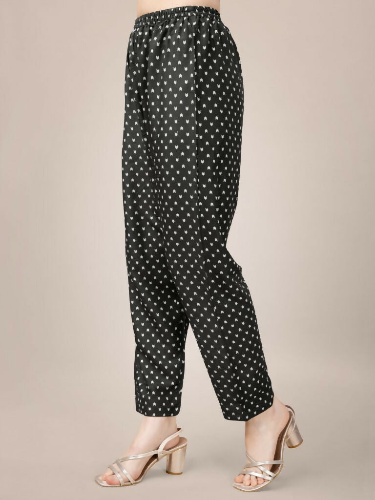 Jyoti Fashion Women's Black Rayon Print with Embroidery & Fancy Lace Work Kurta with Trouser & Dupatta | Swadesiicart
