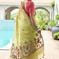 Vishnu Weaves Women's Pista Muga Cotton Thread Weaving Saree with Blouse - Swadesiicart