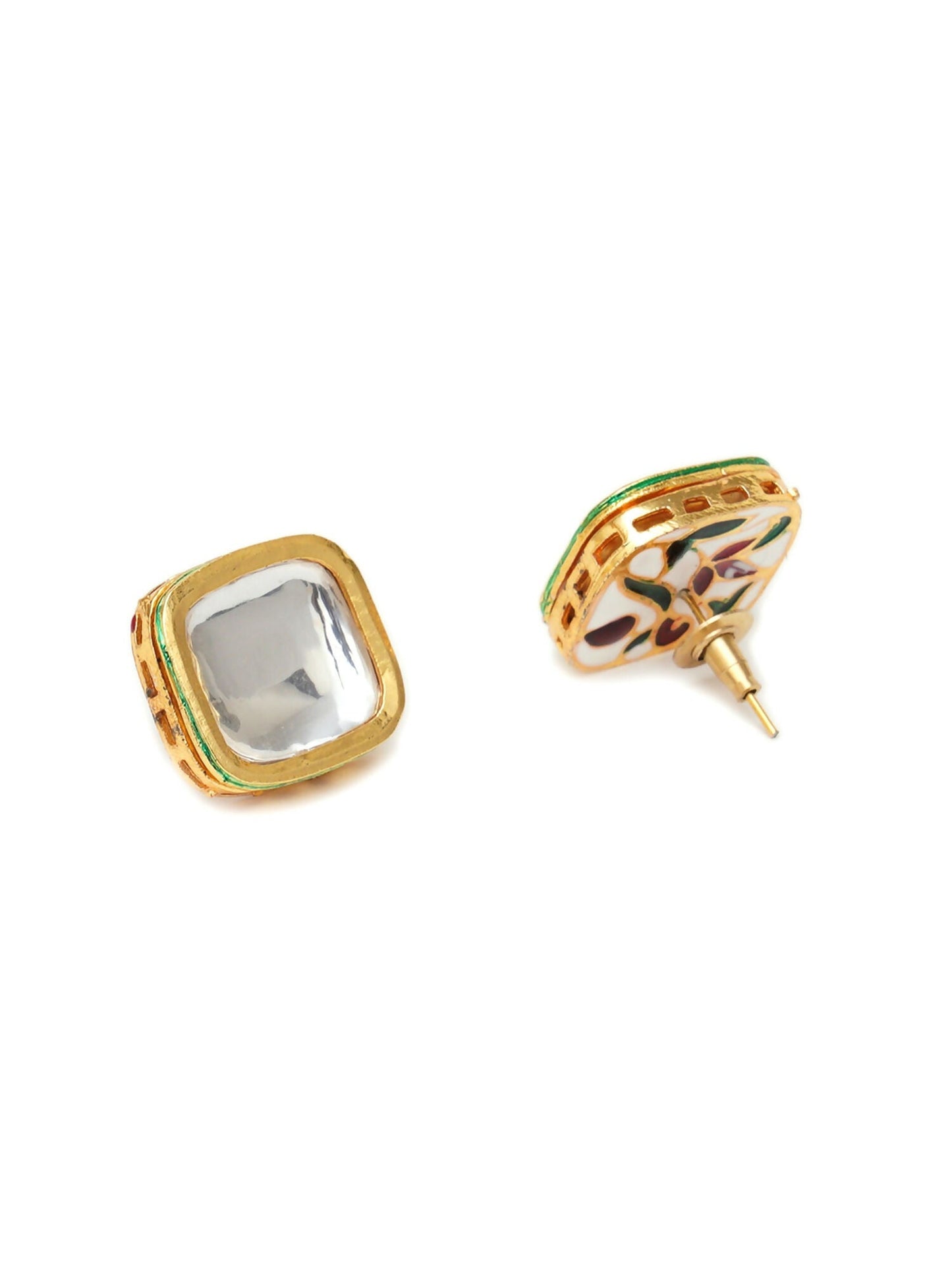 Kundan Studs (Gold) - Ruby Raang - Swadesiicart