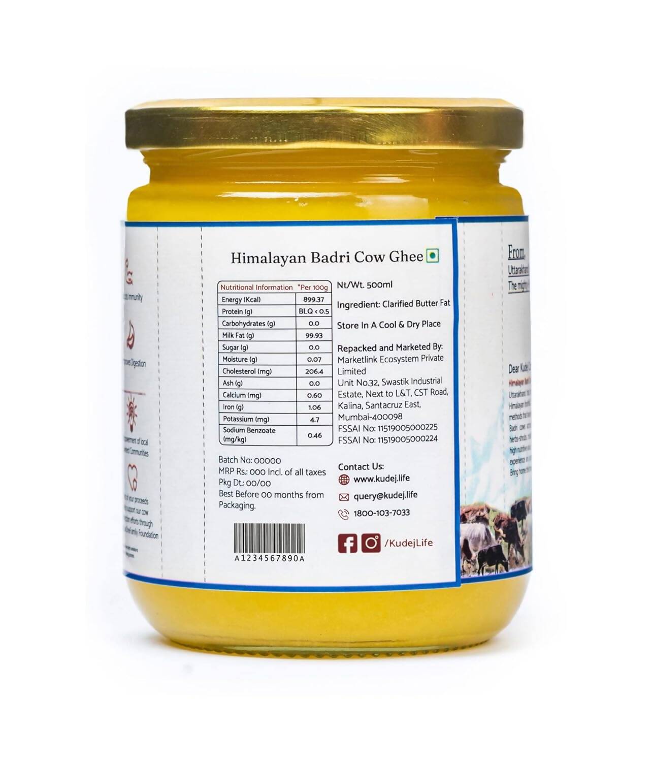 Kudej Himalayan Badri Cow A2 Ghee | Natural and Organic Ghee | Desi Cow Ghee | Swadesiicart
