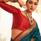 Teal Soft Banarasi Paithani Copper Zari Weaving Saree With Unstitched Blouse Piece - Jodha | Swadesiicart