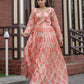 Jyoti Fashion Women's Peach Heavy Digital Printed Pure Chanderi Anarkali Dress | Swadesiicart