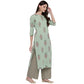 NOZ2TOZ Women Light Green Cotton Kurta (1Pc) - Noz2Toz