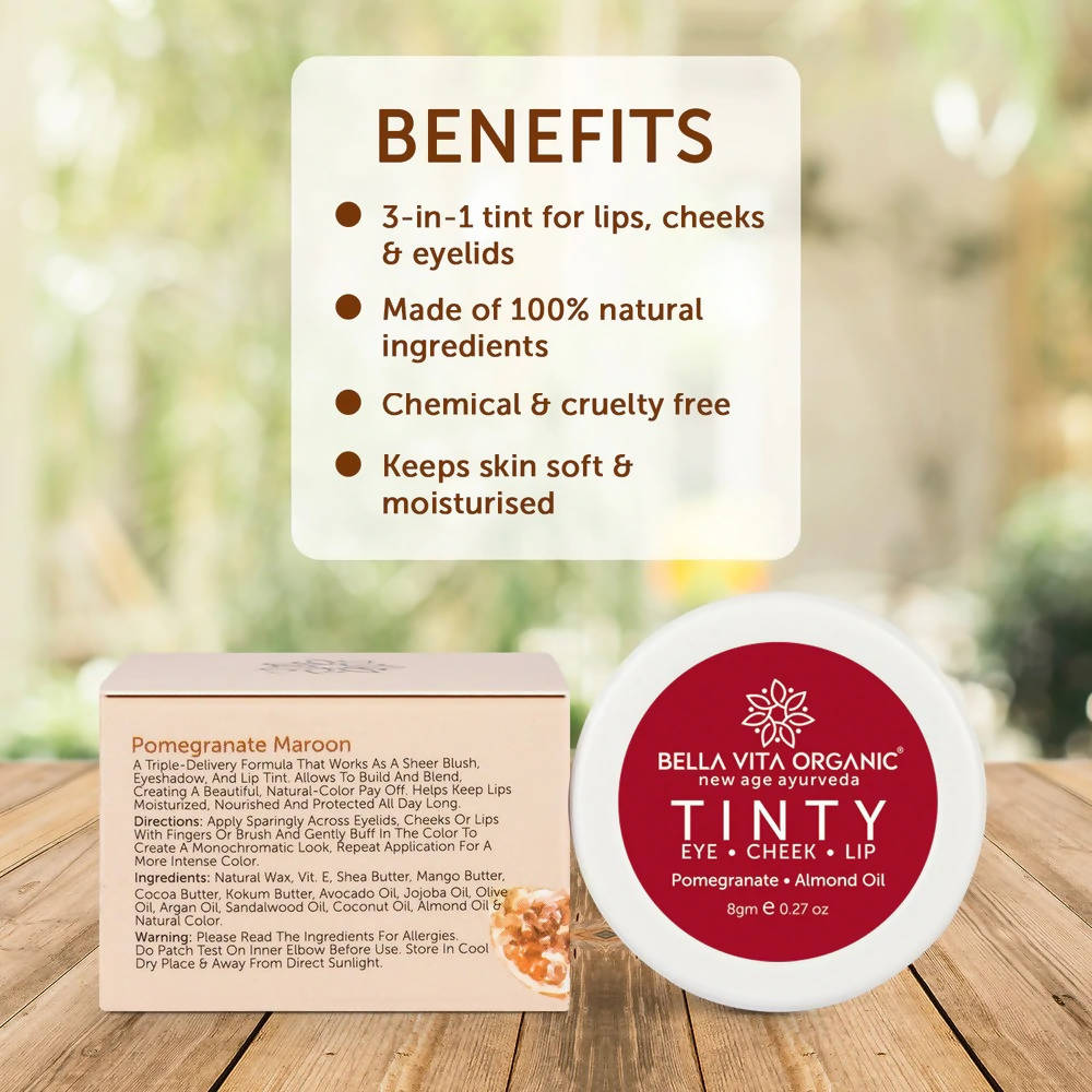 Bella Vita Organic Pomegranate Maroon Tinty Blush 3 in 1