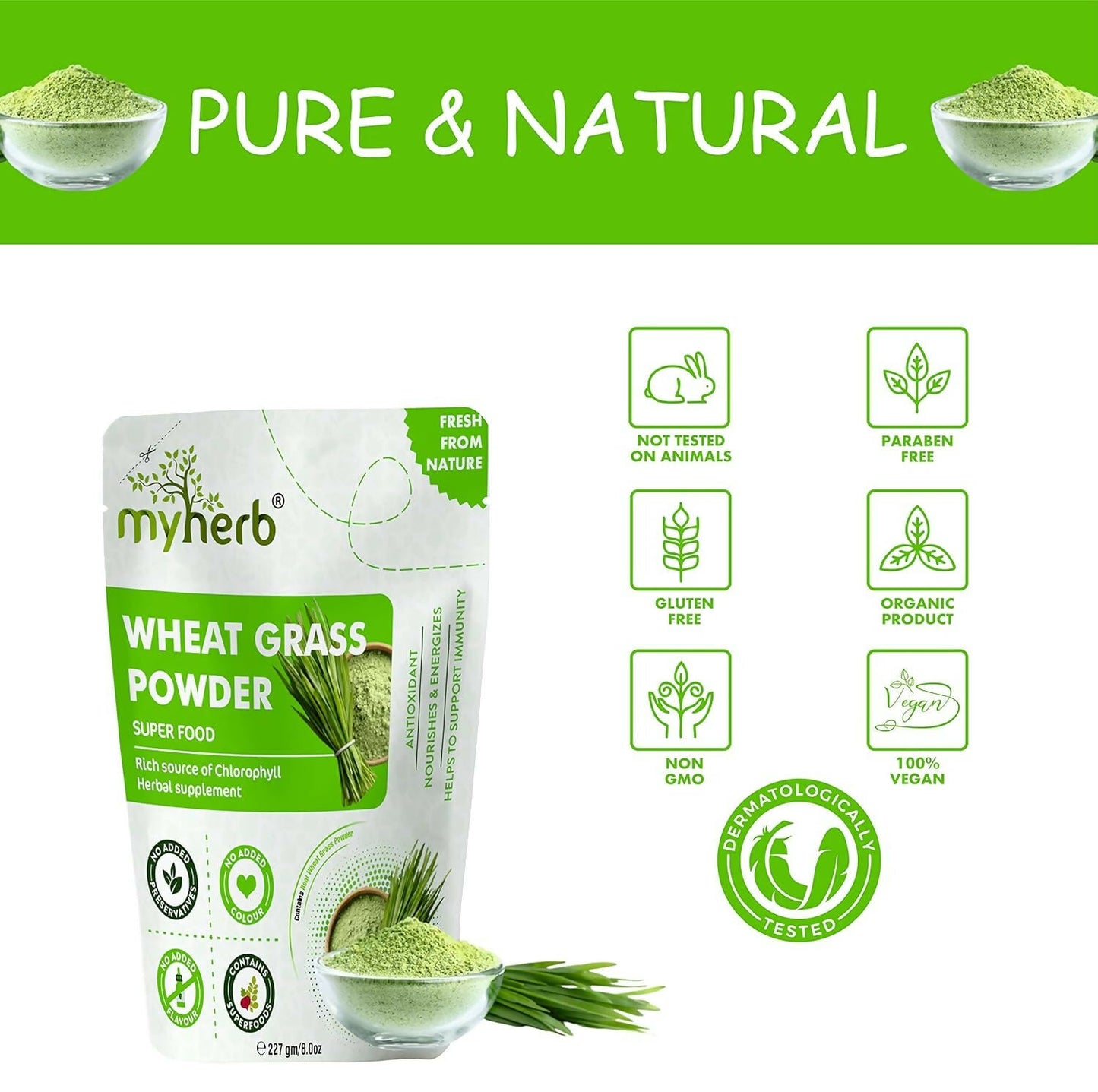 Myherb Natural Organic Wheat Grass Powder - Swadesiicart