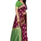 Vamika Banarasi Jacquard Weaving Wine Saree (Dangal Wine) | Swadesiicart
