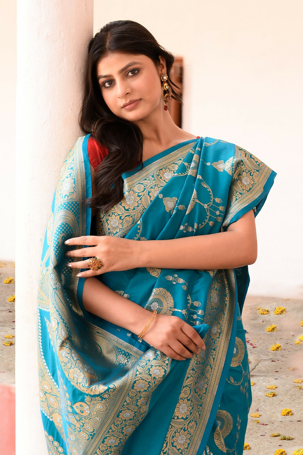 Joban Fashion Blue Banarasi Soft Pure Handloom Banarasi Silk Saree | Swadesiicart