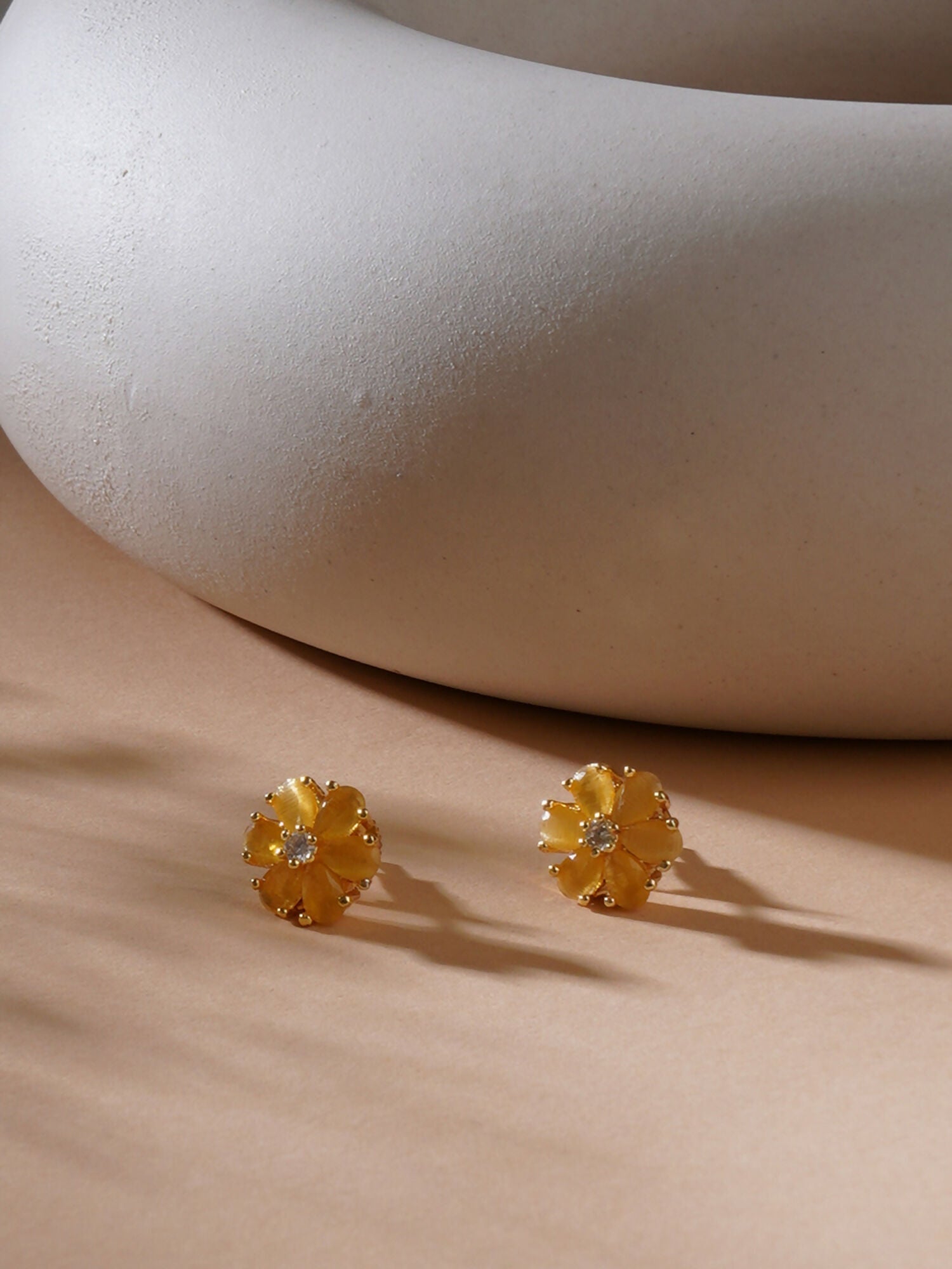 stone stud (yellow) - Ruby Raang - Swadesiicart