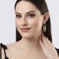 NVR Women Golden Linked Round Circle Attached Drop Earrings - NR Retail-NVR