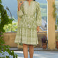 Juniper Women's Green Rayon Floral Printed Short Tiered Dress | Swadesiicart