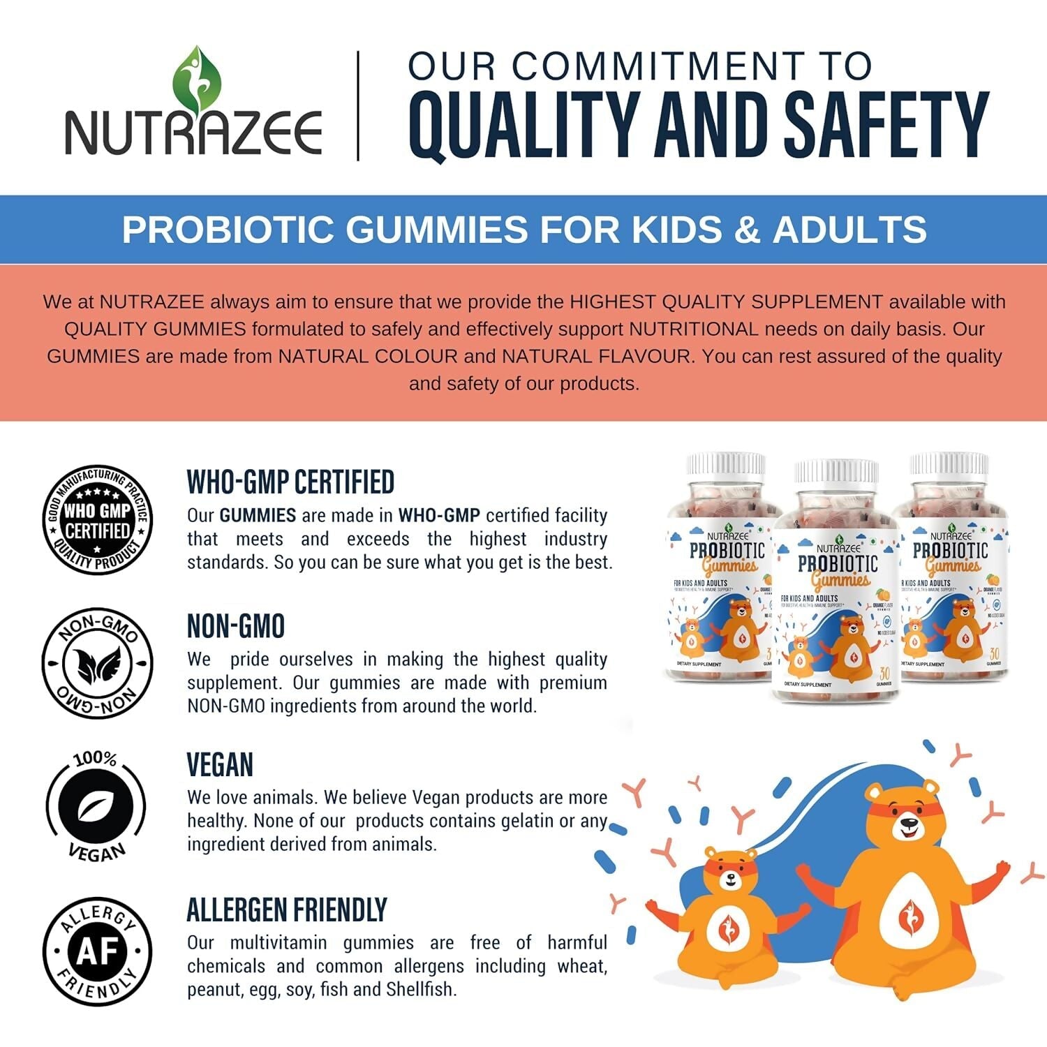 Nutrazee Probiotic Gummies For Kids & Adults - Swadesiicart