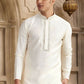 Raivat Ethnic Banarasi Art Silk Mirror Work Kurta Pajama In Cream Colour | Swadesiicart