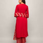 FIORRA Women's Red Creap A-Line Kurta Palazzo Set With Dupatta - Swadesiicart