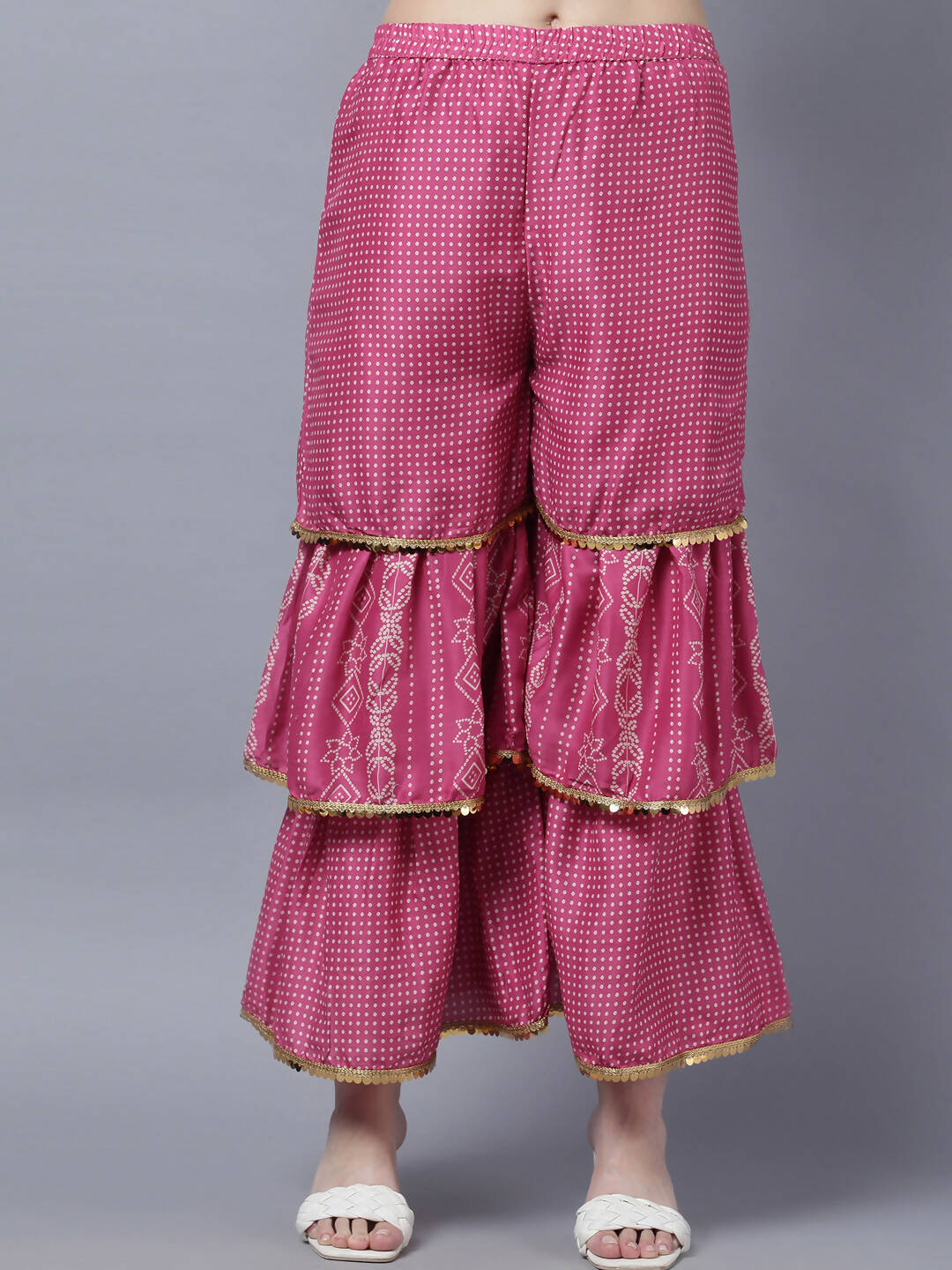 Myshka Stylish Pink Sleeveless Women's Kurta Sharara with Dupatta Set | Swadesiicart