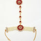 NVR Women's Red Gold-Polished Stone Studded Handcrafted Ring Bracelet - Swadesiicart