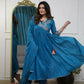 The52 Petrol Women's Beautiful Parampara Fabric Embroidered Work Flared Kurta Pant and Dupatta Set - Swadesiicart