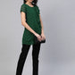 Ahalyaa Women Green Georgette Golden Polka Dots Print Layered Tunic | Swadesiicart