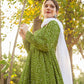 Green Pure Maslin Bandhej Print Work Stitched Suit With Dupatta - Anbazaar | Swadesiicart