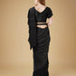 Black Imported Crush Solid Ready to Wear Saree with stitched Blouse - Aayan | Swadesiicart