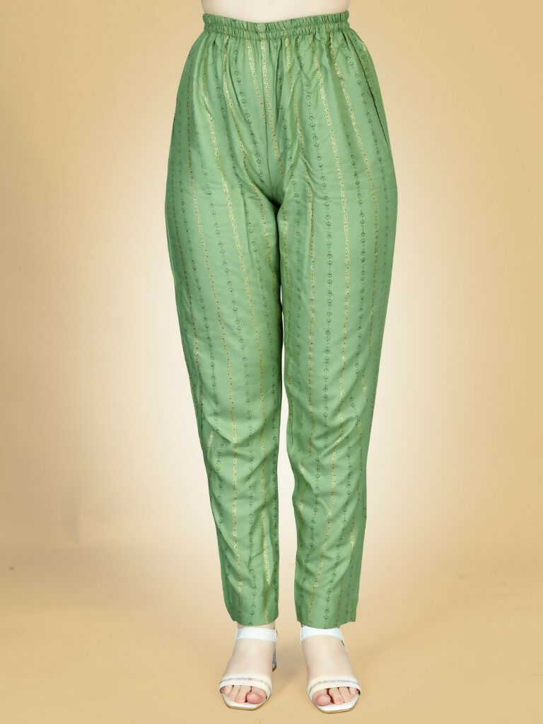 Jyoti Fashion Women's Sea Green Viscose Rayon Embroidered Kurta Pant Set | Swadesiicart