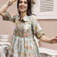 Off White Rayon Paisley Printed Top with Matching Bottom - Eesha - Swadesiicart