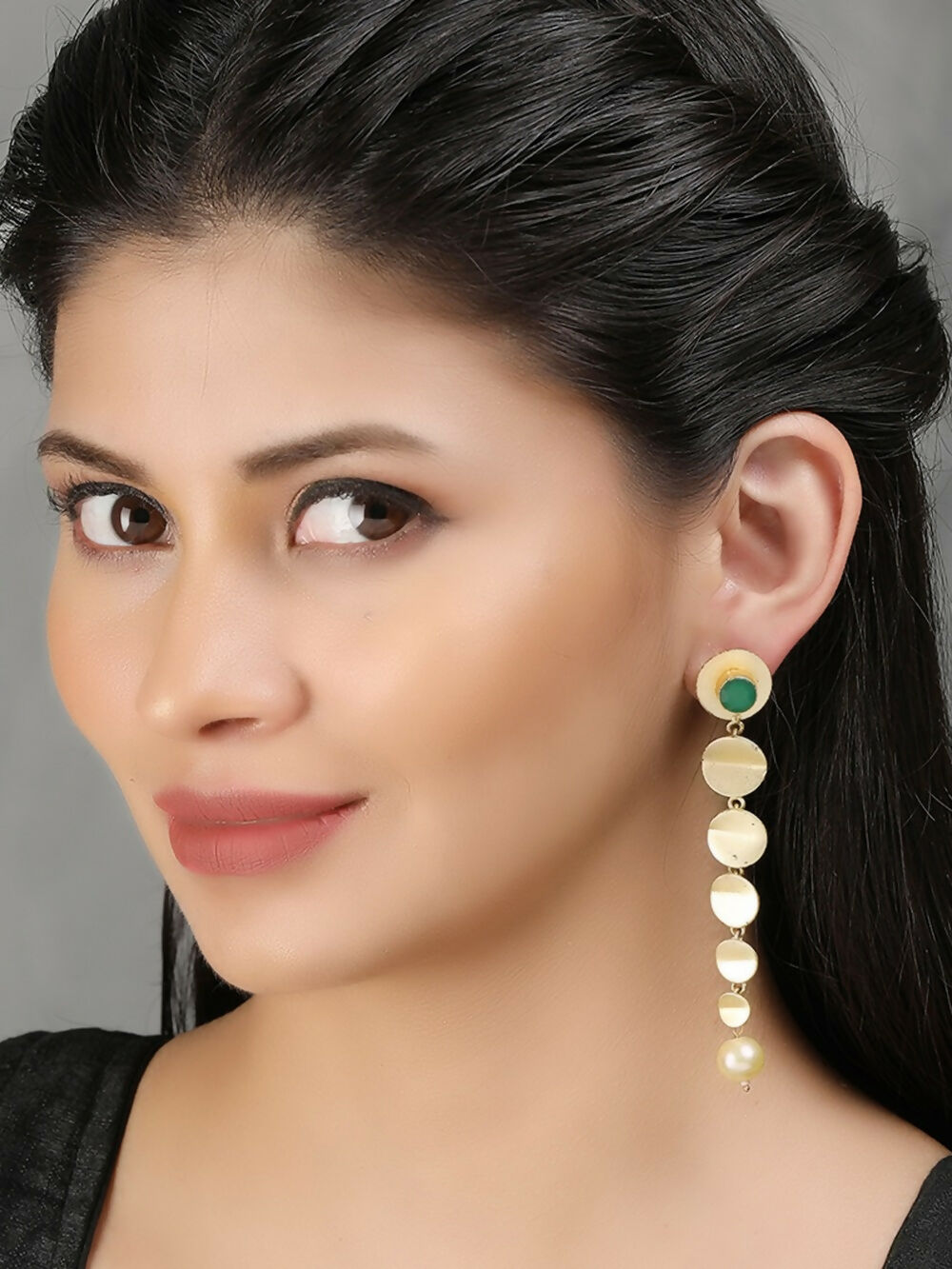 Joban Fashion Women Long Pattern Matte Gold Earrings | Swadesiicart