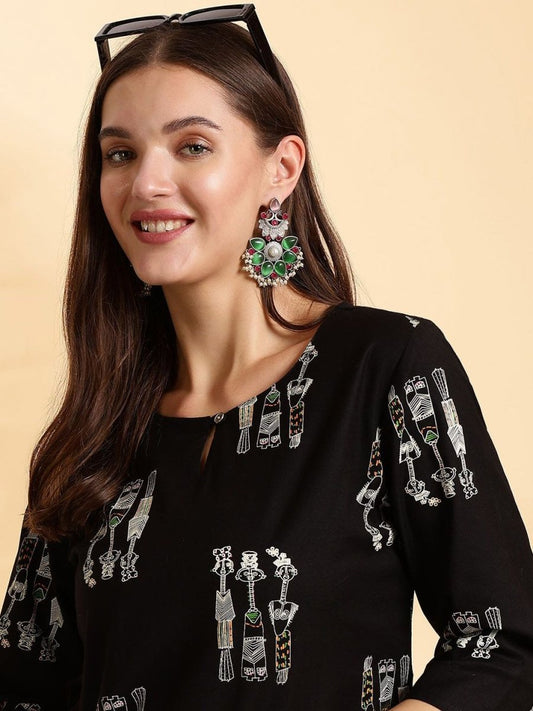 Anouk Women Printed Thread Work Kurta - Swadesiicart